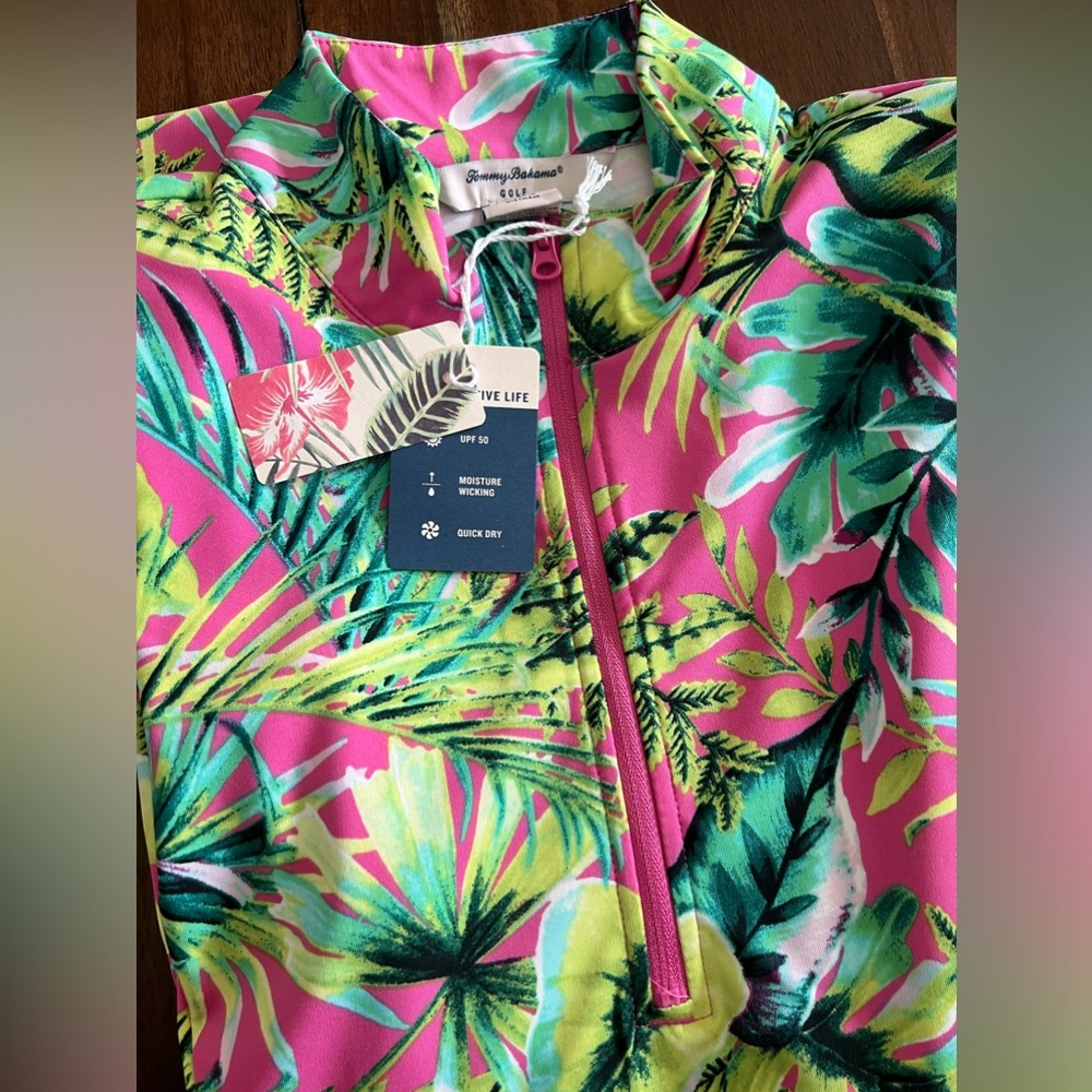 🎉LAST PIECE🎉TOMMY BAHAMA Upf‎ 50 Printed Golf Quarter Zip Long Sleeve Popover - Picture 5 of 6